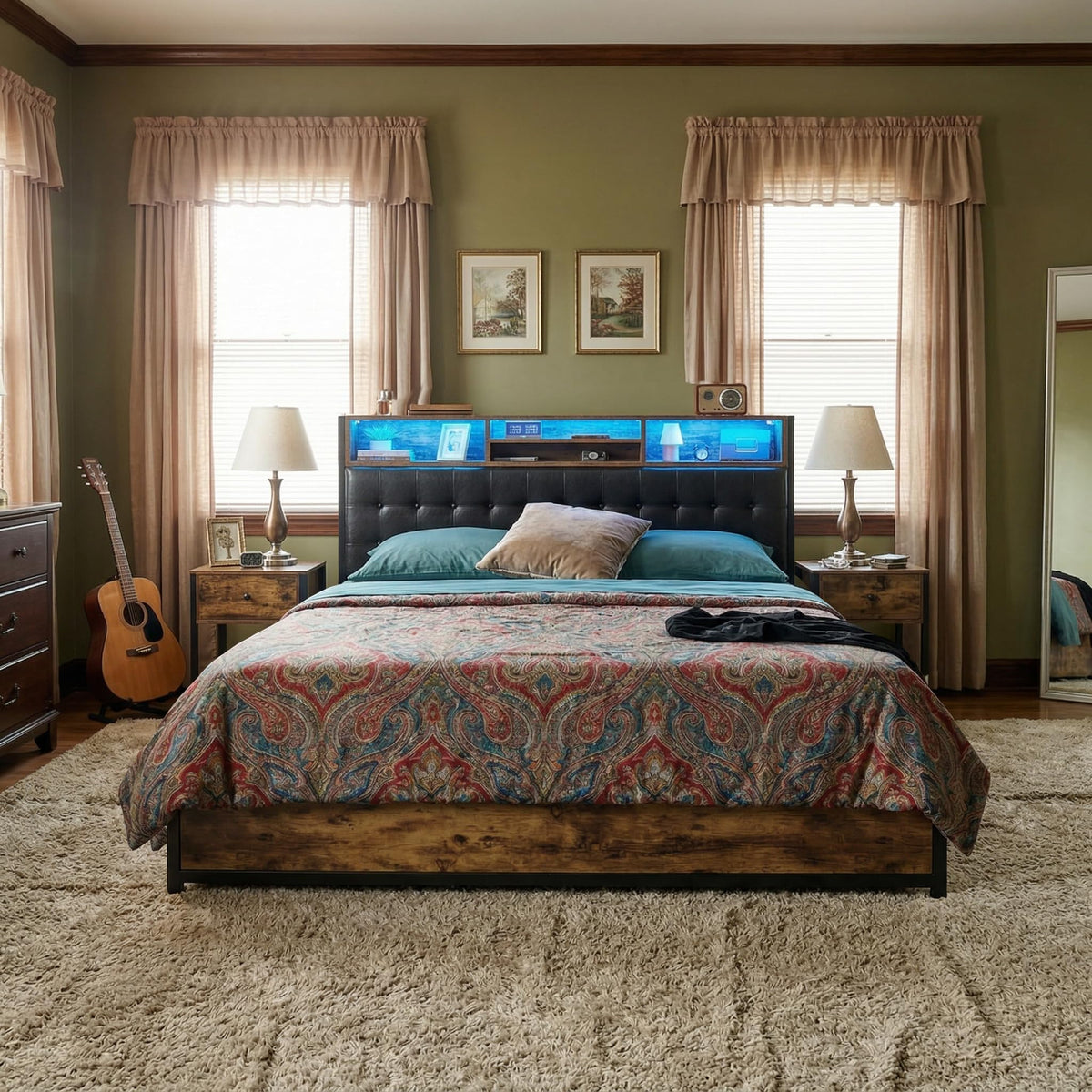 King Bed Frame with 4 Drawers D33302