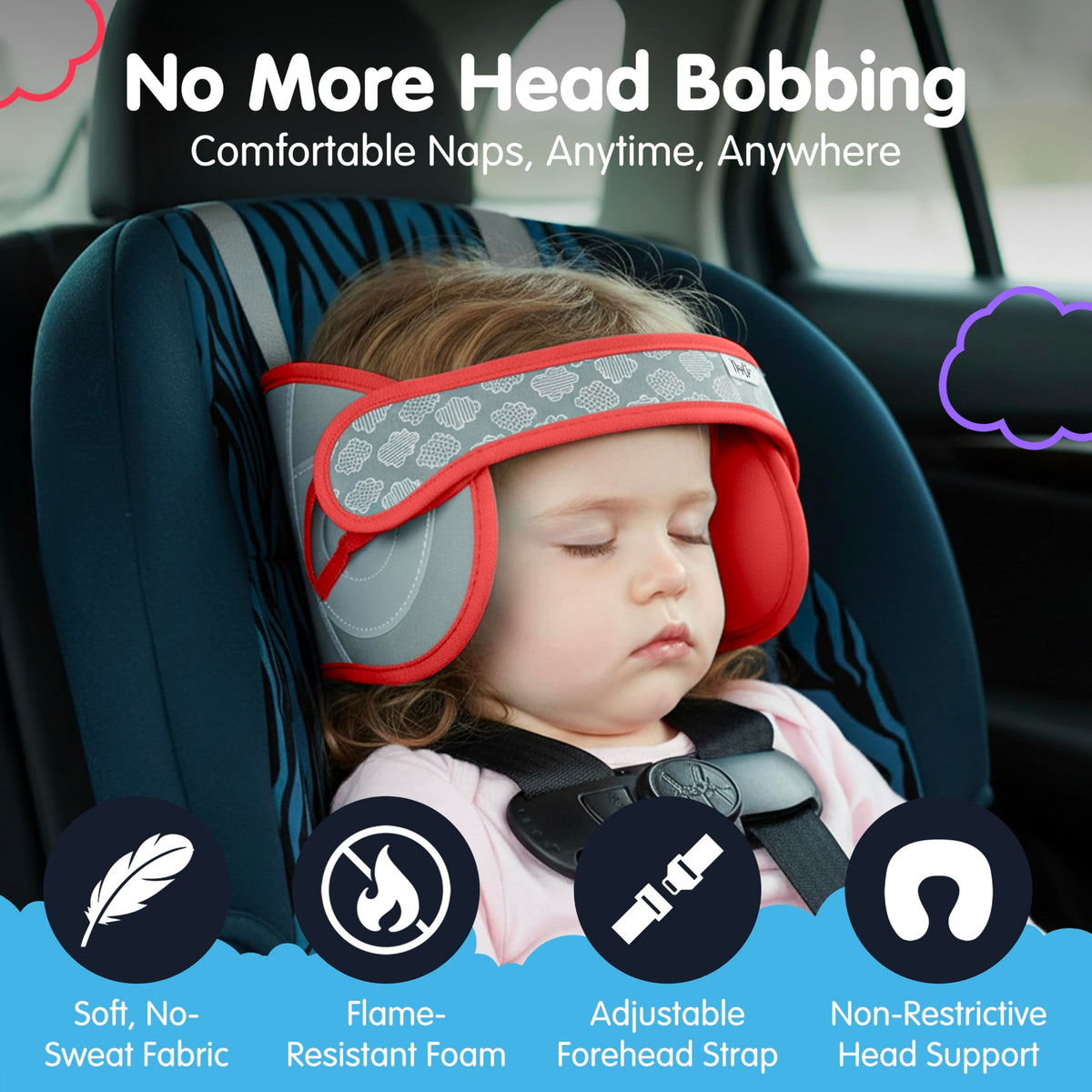 Car Seat Head Support for Toddler Red T120178