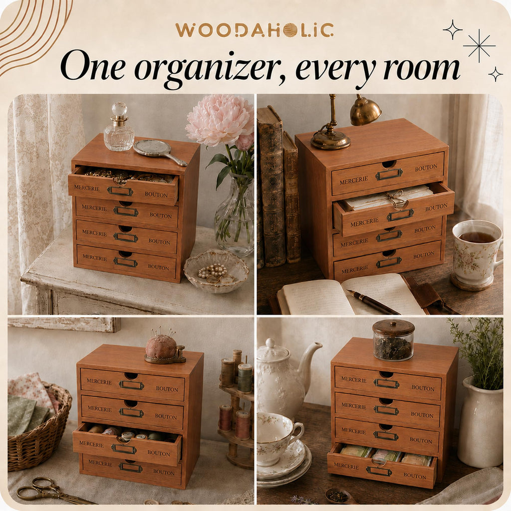Modular Stackable 4 Drawer Wood Storage Box C30787