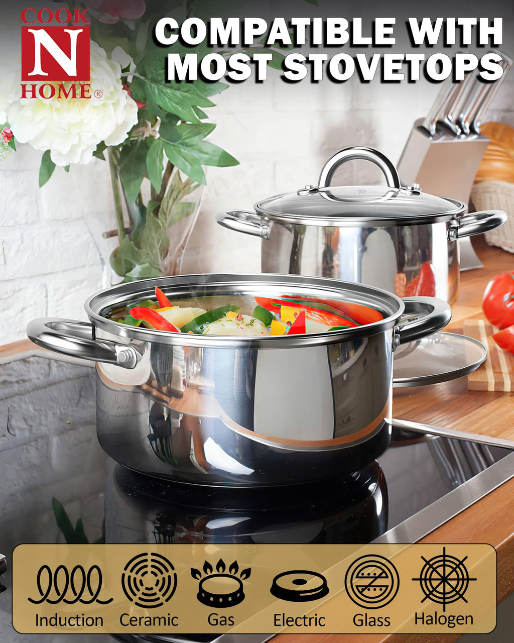 8 Quart Stainless Steel Stock Pot with Lid T10759