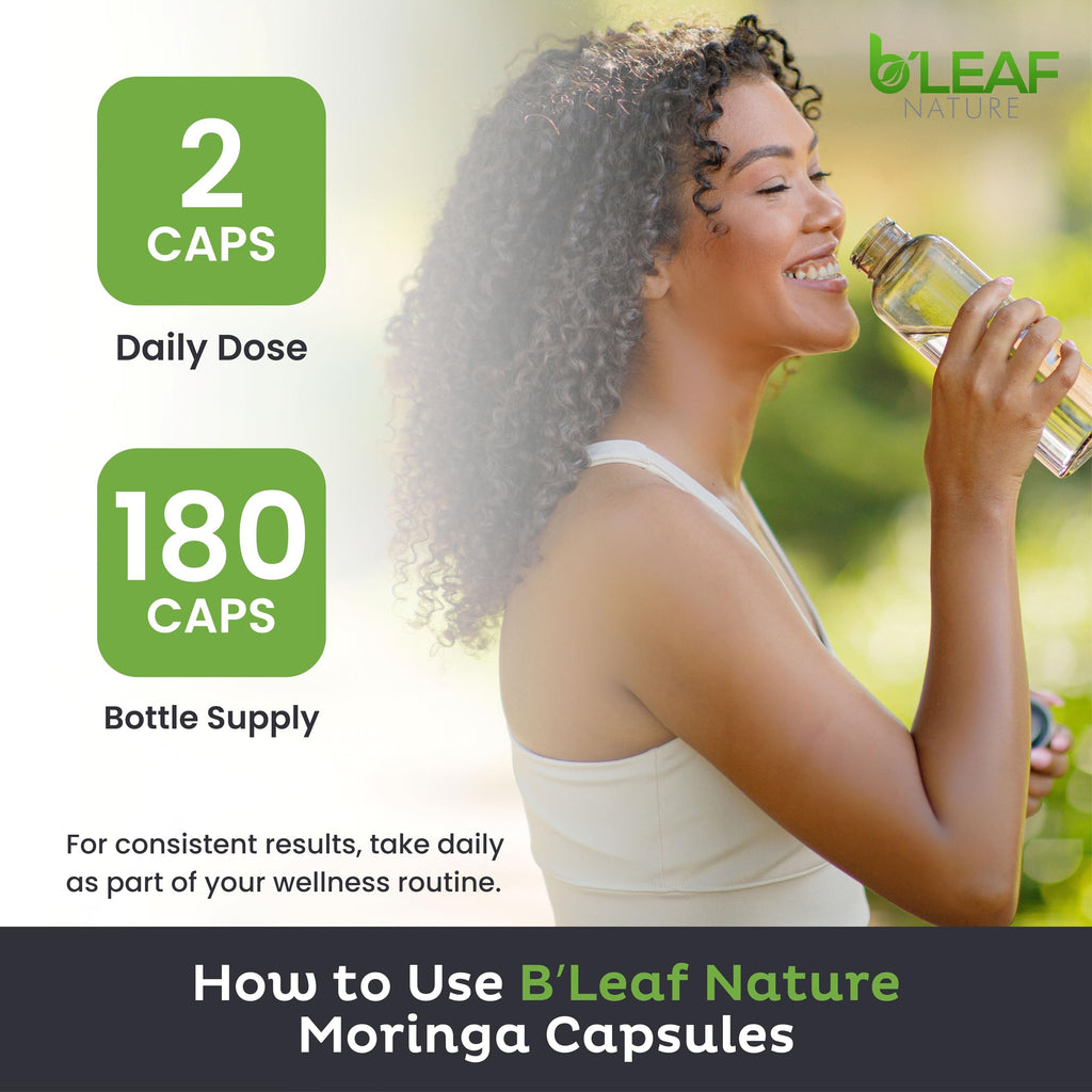 Moringa Leaf Vegan Capsules 1000mg 180 Count E42474