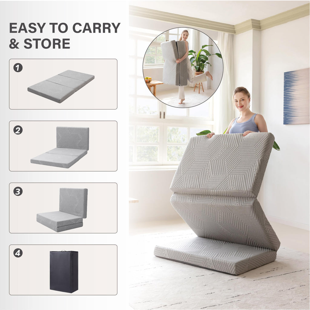 4 Inch Gel Memory Foam Trifold Mattress T306