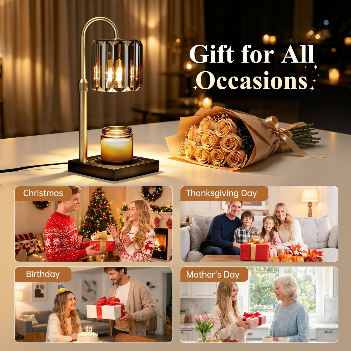 Black Dimmable Candle Warmer Lamp with Timer F398