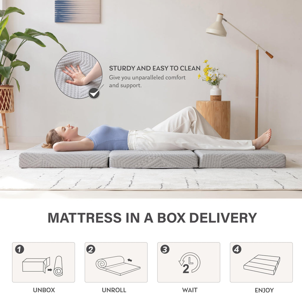 4 Inch Gel Memory Foam Trifold Mattress T306