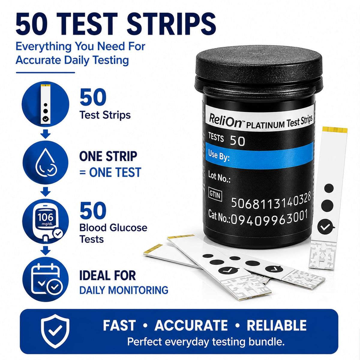 Test Strips 50 count + Lancets for Glucose Monitor Kit R5614