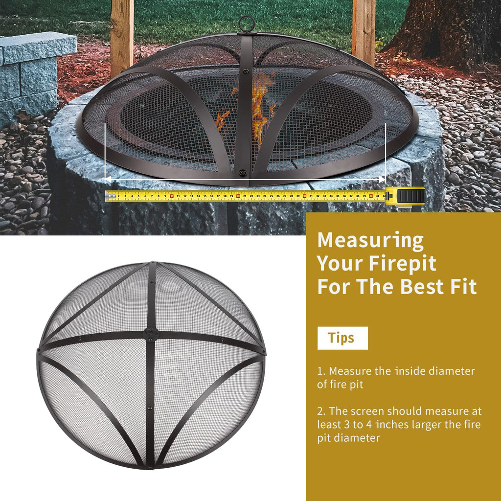 32In Reinforced Steel Round Fire Pit Screen Cover Y2037