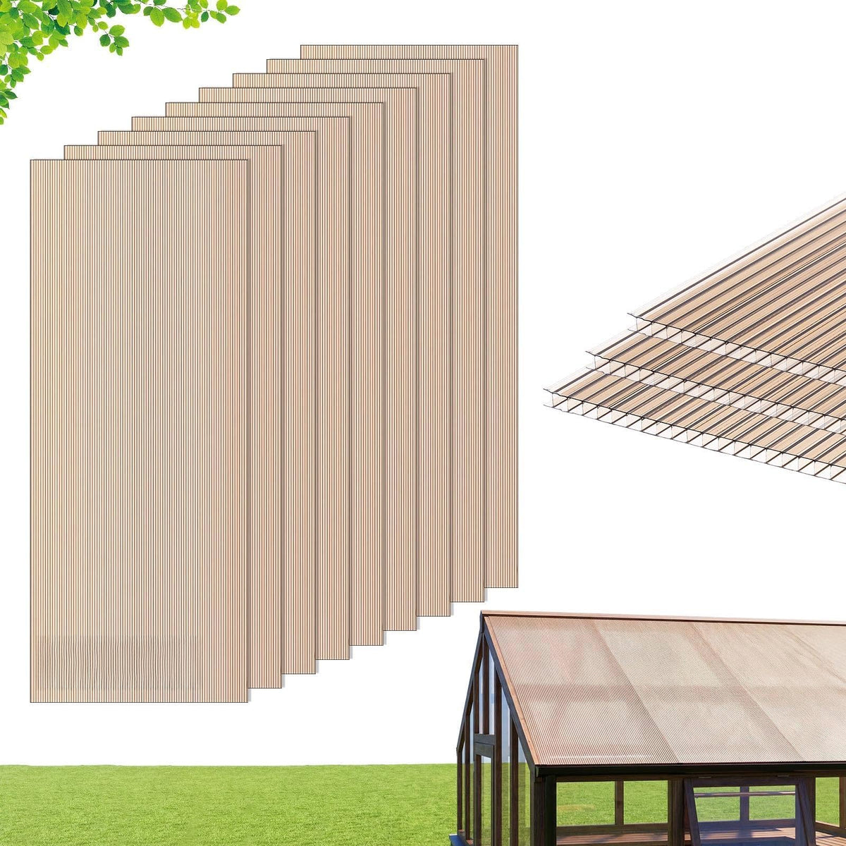 12Pcs Polycarbonate Roofing Panels Double Layer C80426
