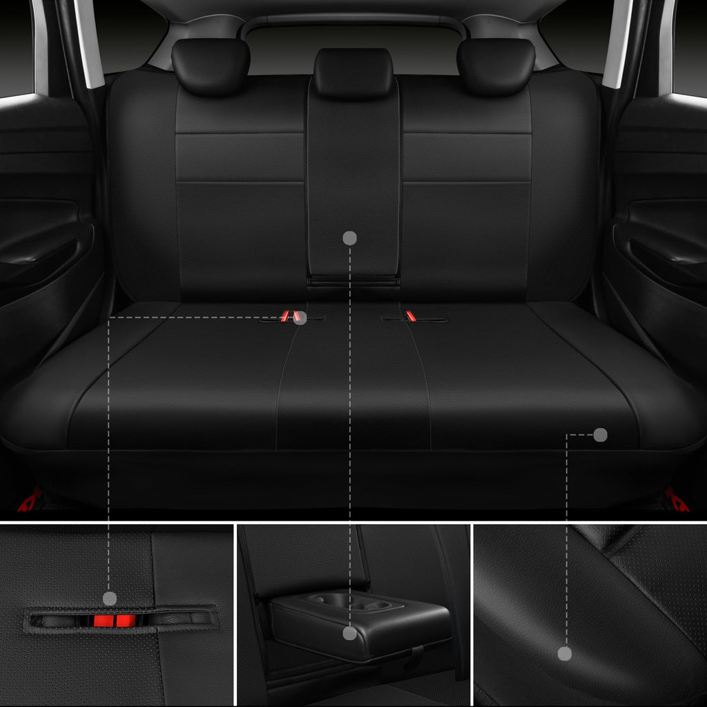 Leather Seat Covers Full Set Water Resistant 3D Foam Back Support 5 Seat Covers C336