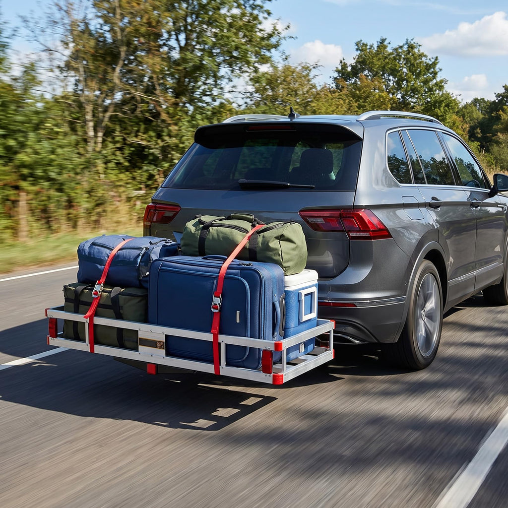 Aluminum Hitch Mount Cargo Carrier with 9" Side Rails, 500 lbs Capacity J496