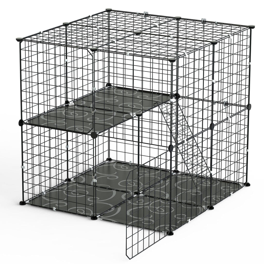 Black 2-Tier Cat Cage V235760