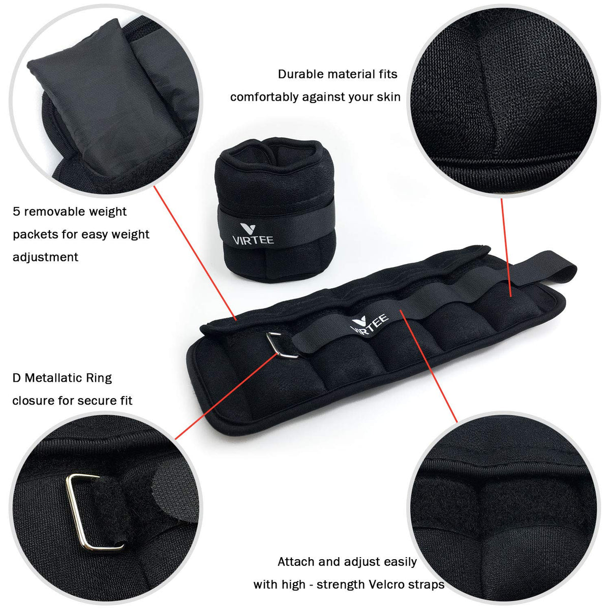 Adjustable Ankle Weights 1-3 Lbs Pair R17893
