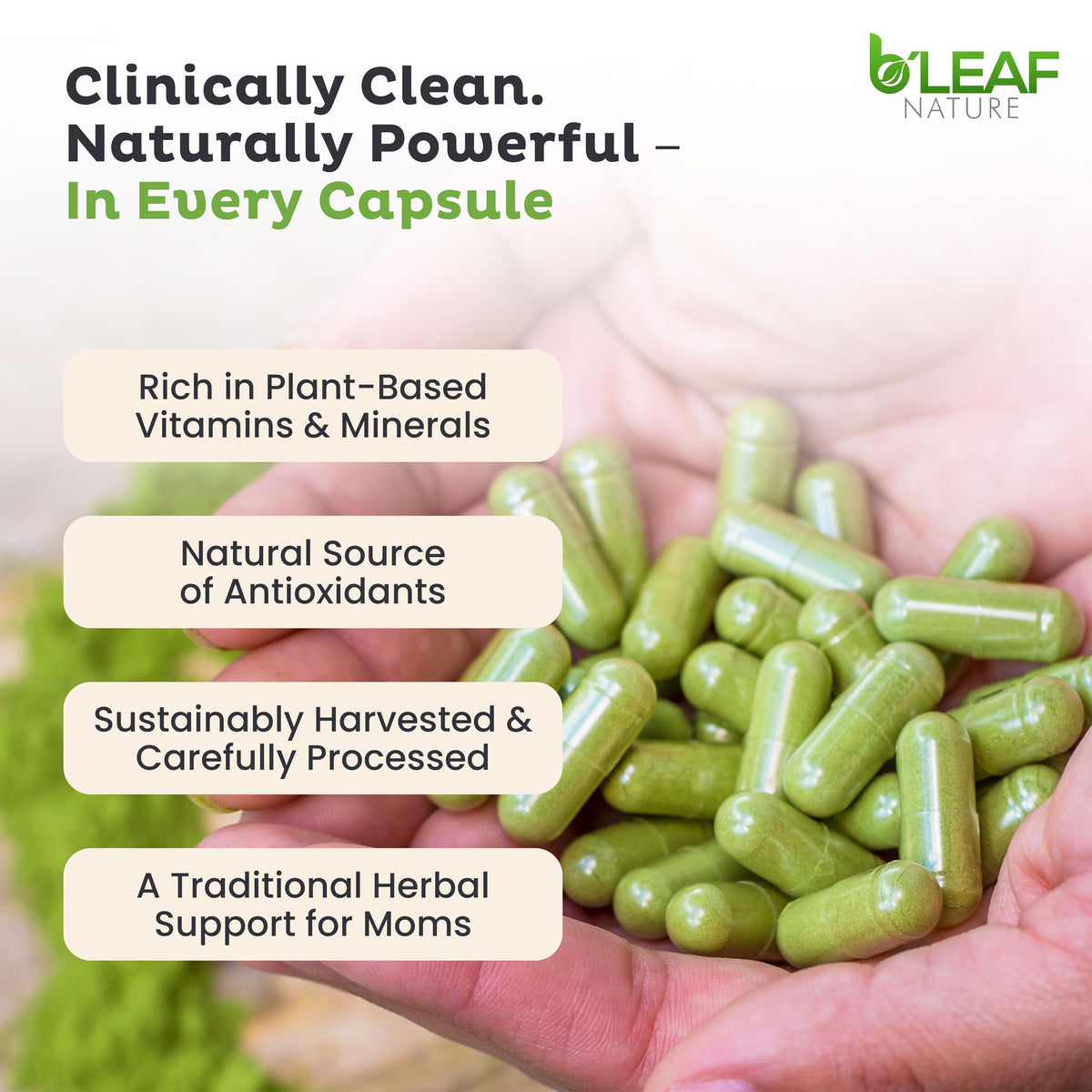 Moringa Leaf Vegan Capsules 1000mg 180 Count E42474