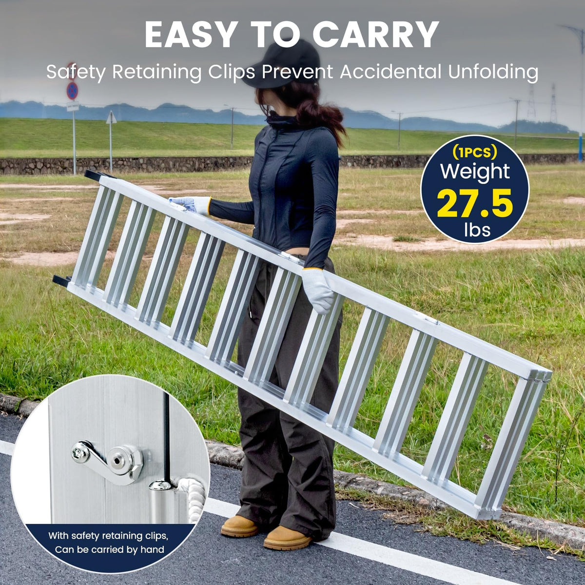 77" x 54" Tri-Fold Aluminum Loading Ramp, 1800 lbs Capacity O3880