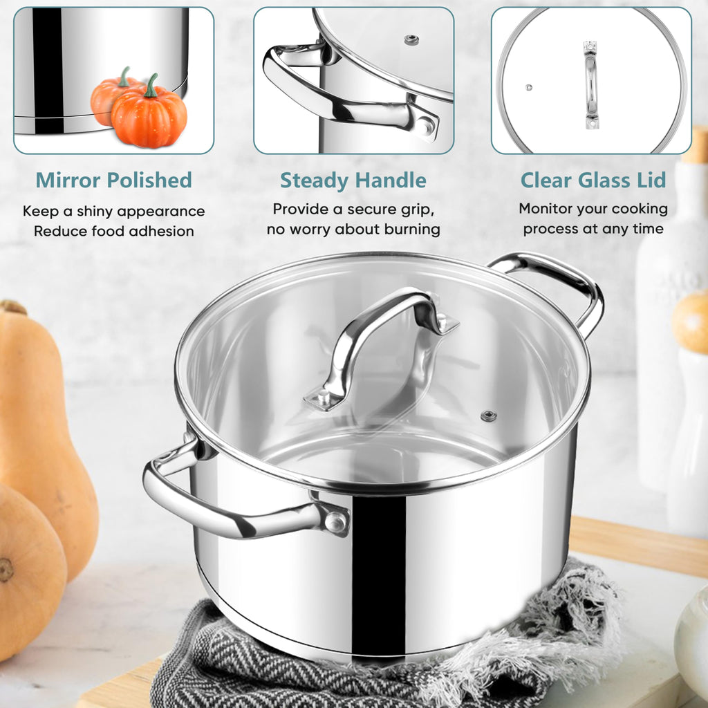 4 Quart Stainless Steel Stock Pot with Lid J52453