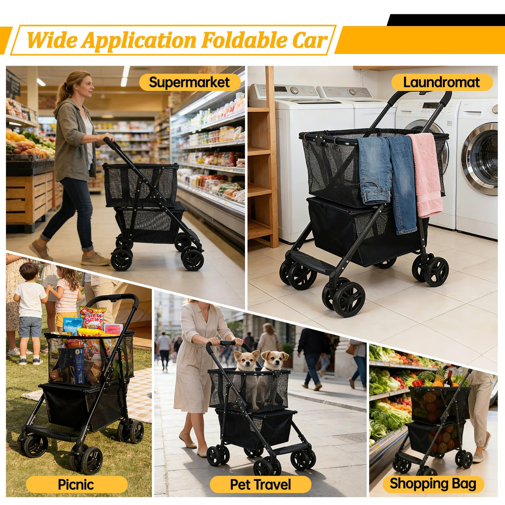 2-in-1 Folding Shopping Cart & Pet Stroller J886