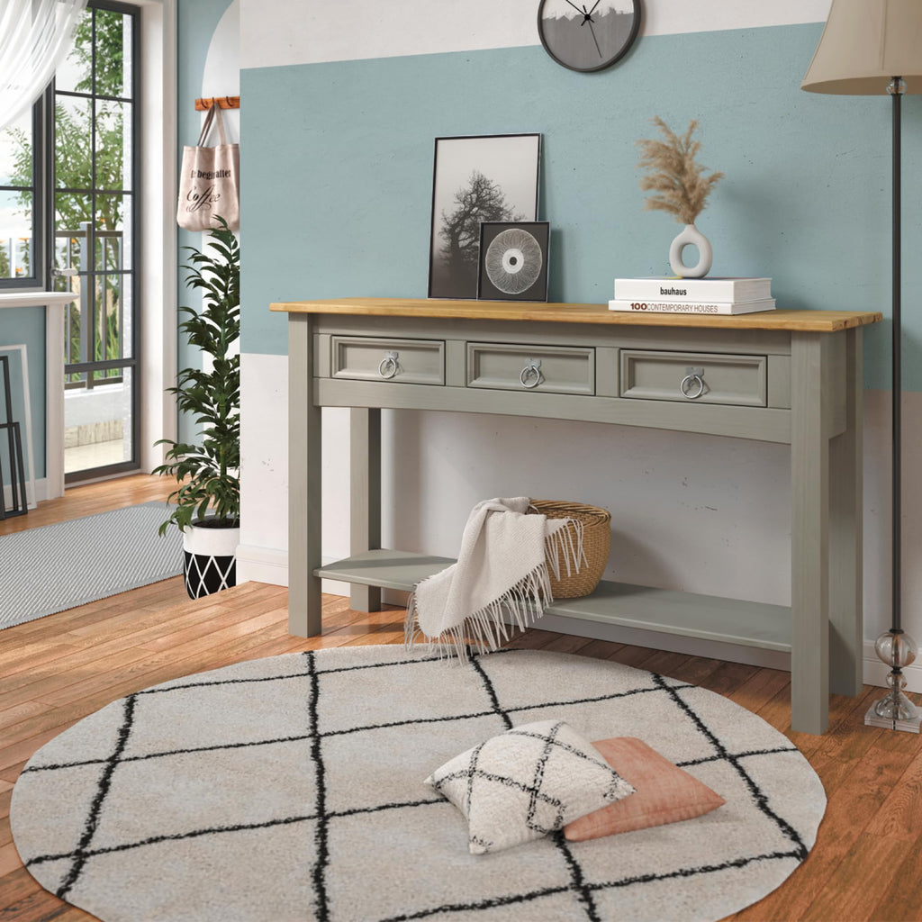 Solid Wood Console Table with 3 Drawers M9715