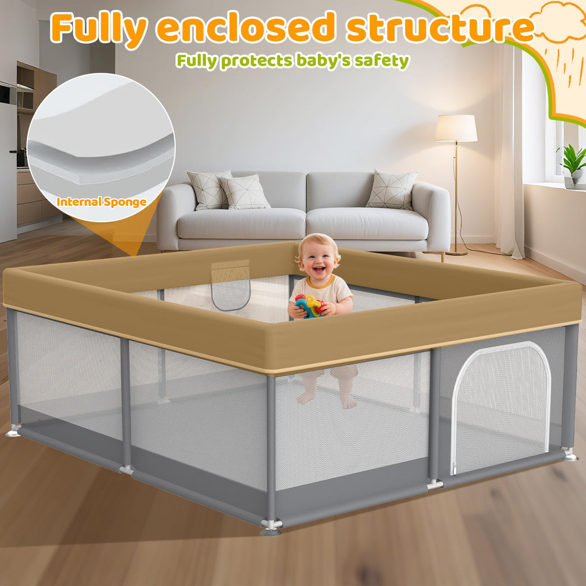 79x71 Inch Extra Large Baby Playpen Z29318