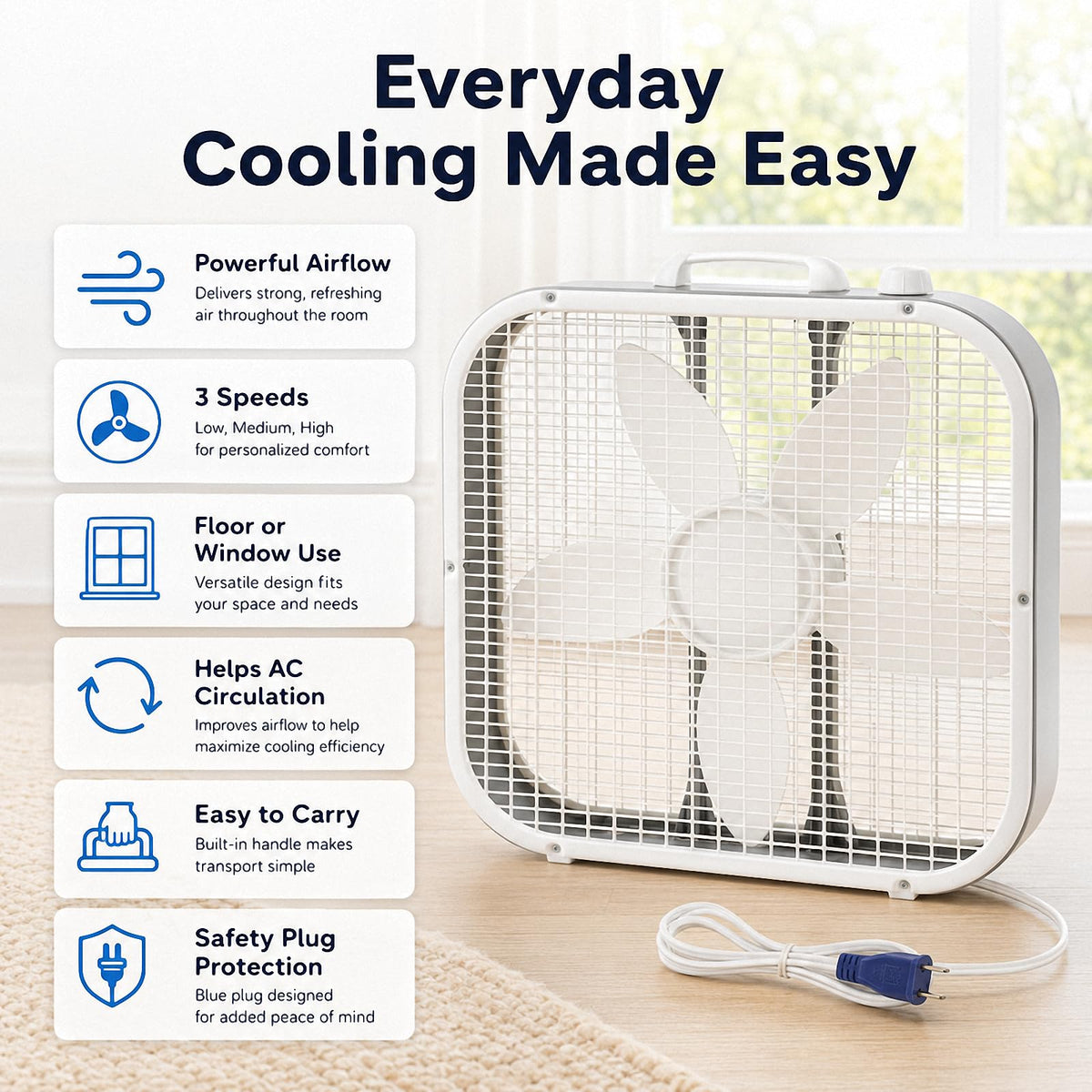 20 Inch 3-Speed Box Fan I141906