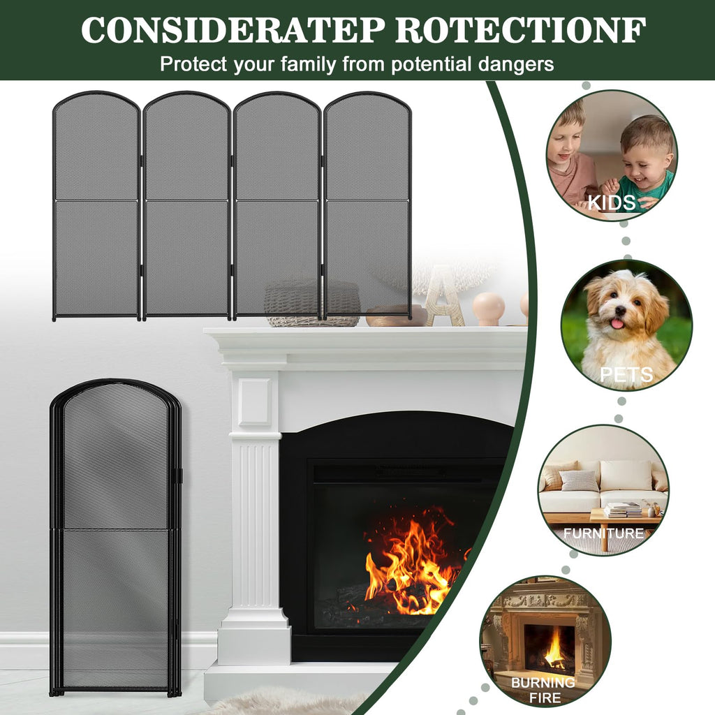 Foldable Wrought Iron Fireplace Screen D7730