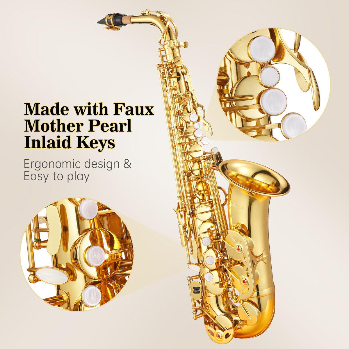 Alto Saxophone Copper Body Electroplated Gold Finish T722