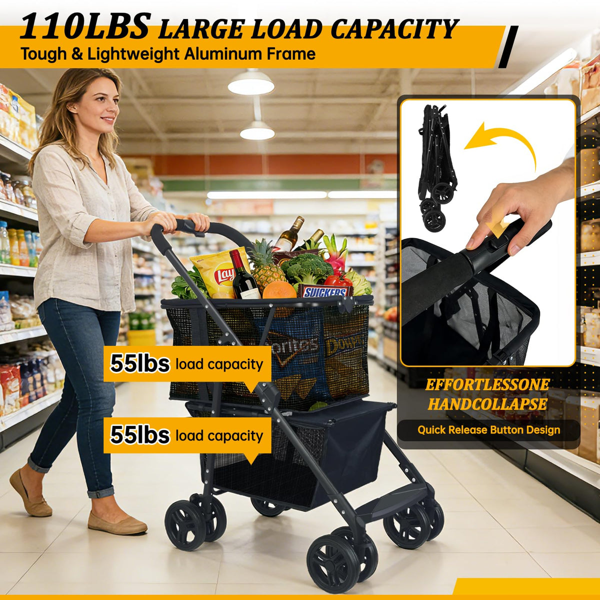 2-in-1 Folding Shopping Cart & Pet Stroller J886