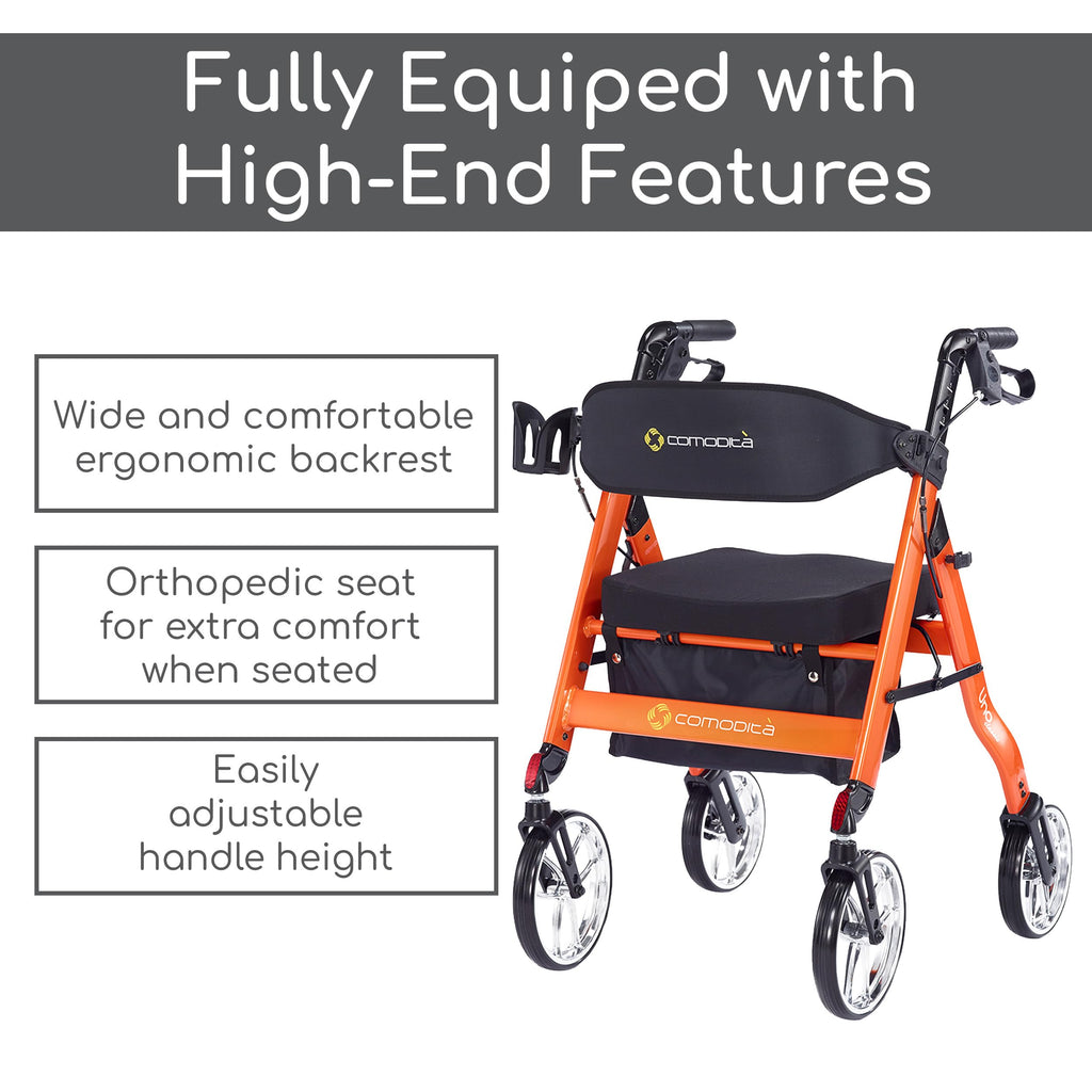 Rolling Walker with Orthopedic Extra Wide Seat and Brakes E280