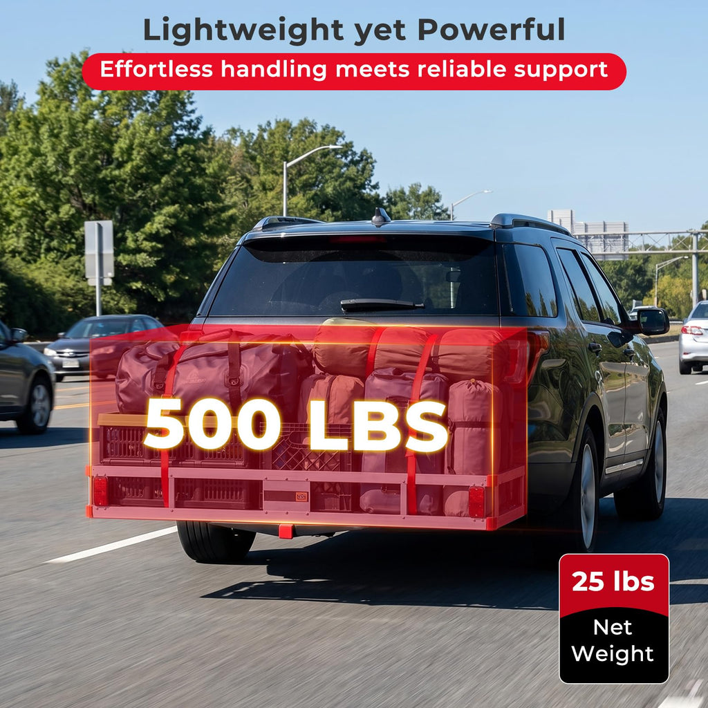 Aluminum Hitch Mount Cargo Carrier with 9" Side Rails, 500 lbs Capacity J496