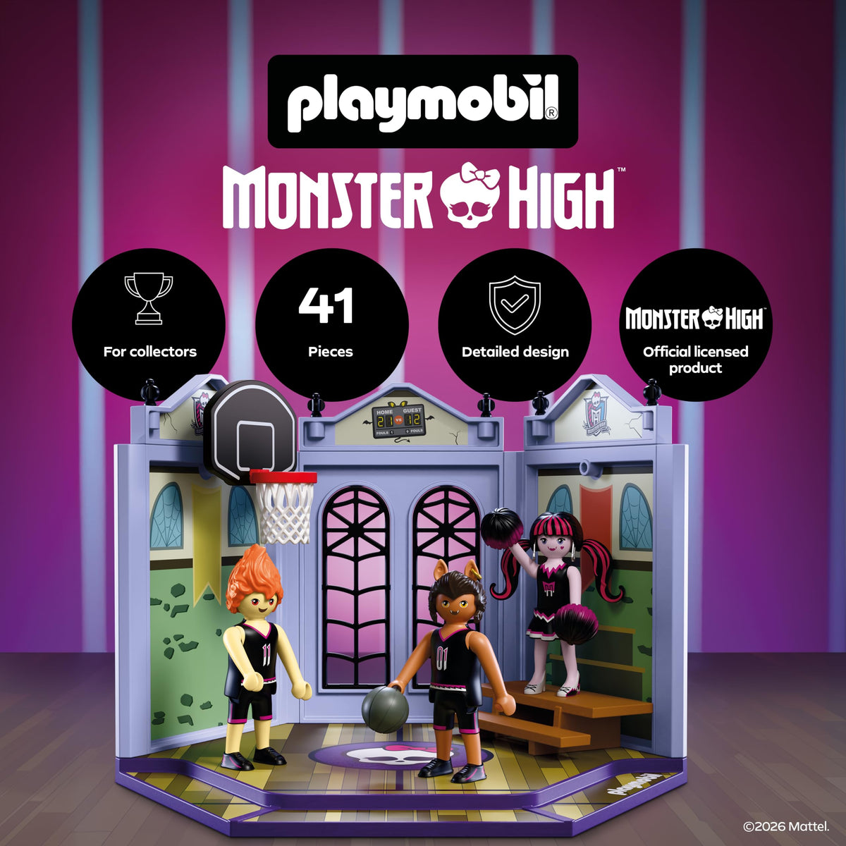 Monster High Casketball Court Playset with Draculaura, Clawd Wolf, Heath Burns V1946