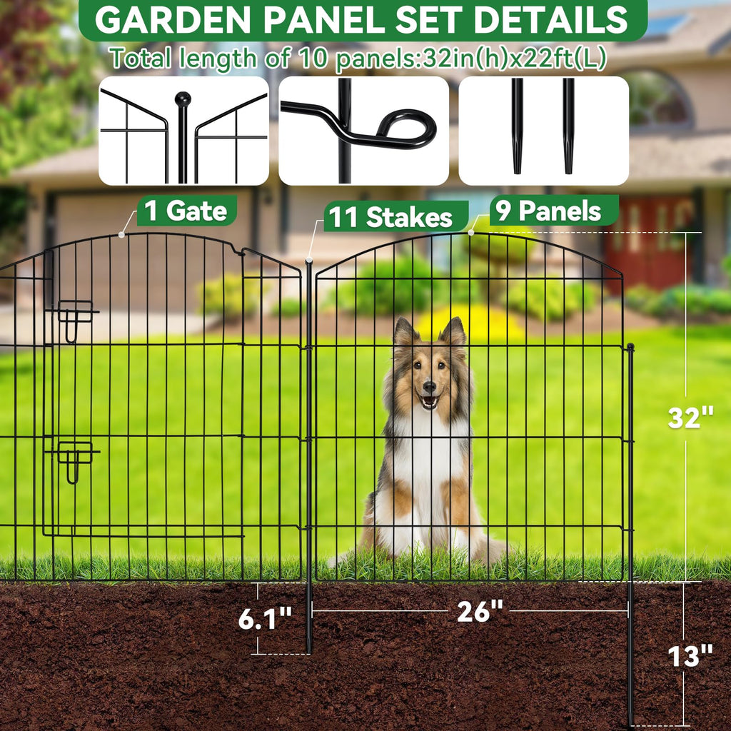 10 Panel No Dig Garden Fence with Gate B227307