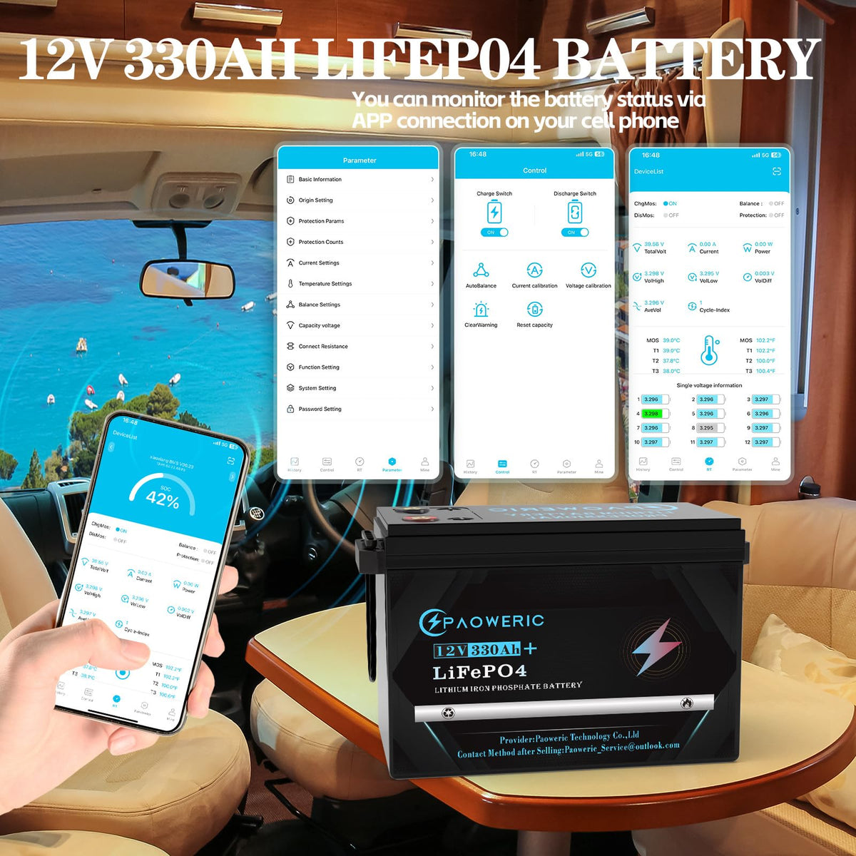 12V 300Ah LiFePO4 Battery with 200A BMS B927891
