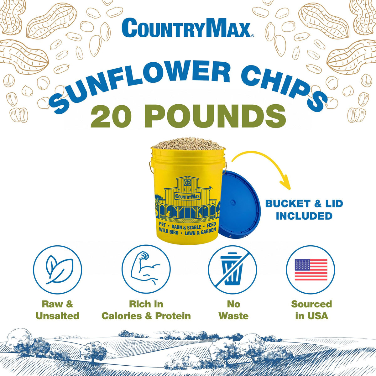 20LB Sunflower Chips Bird Seed Bucket O804372