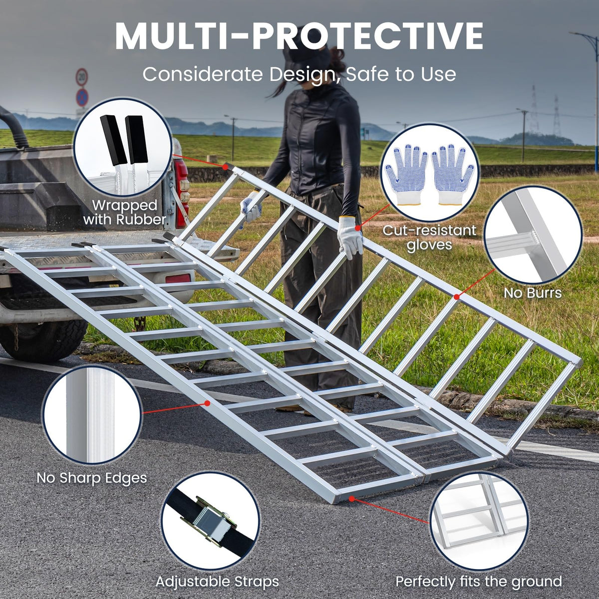 77" x 54" Tri-Fold Aluminum Loading Ramp, 1800 lbs Capacity O3880