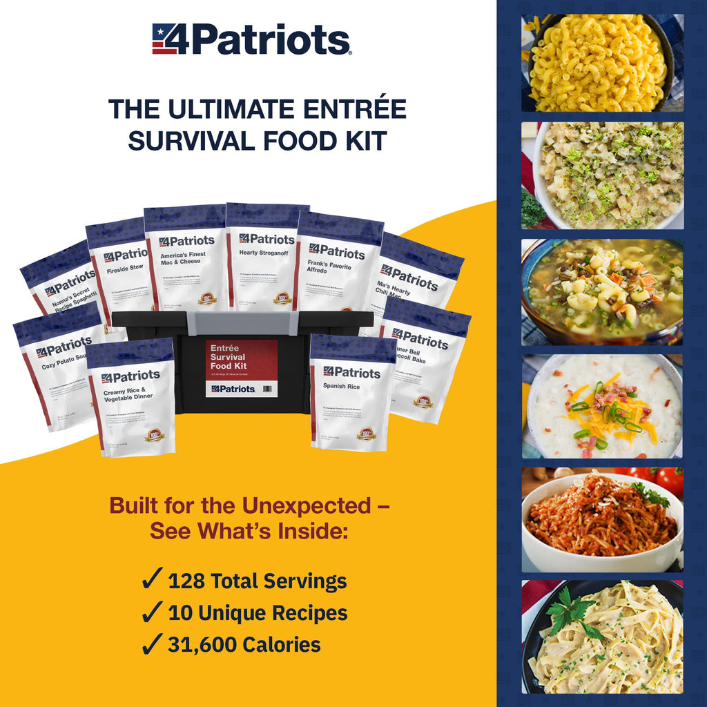 Emergency Entree Food Kit 128 Servings Freeze-Dried 25 Year Shelf Life Q124