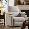 Oversized Power Swivel Rocker Recliner with Heating and Massage, Faux Leather, Grey U421