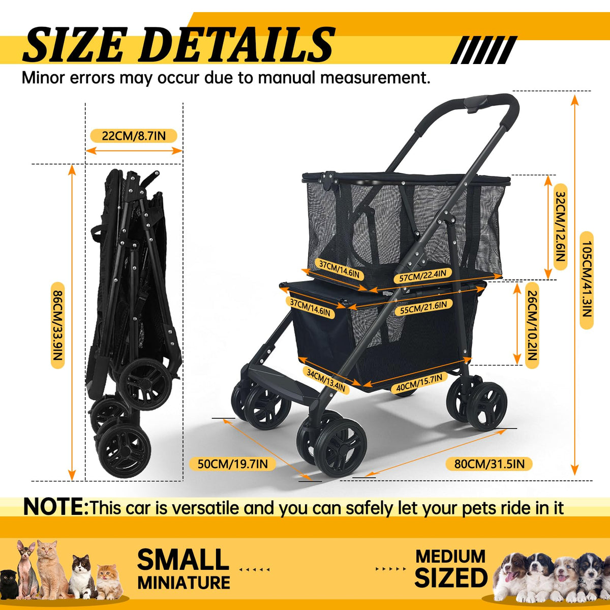2-in-1 Folding Shopping Cart & Pet Stroller J886