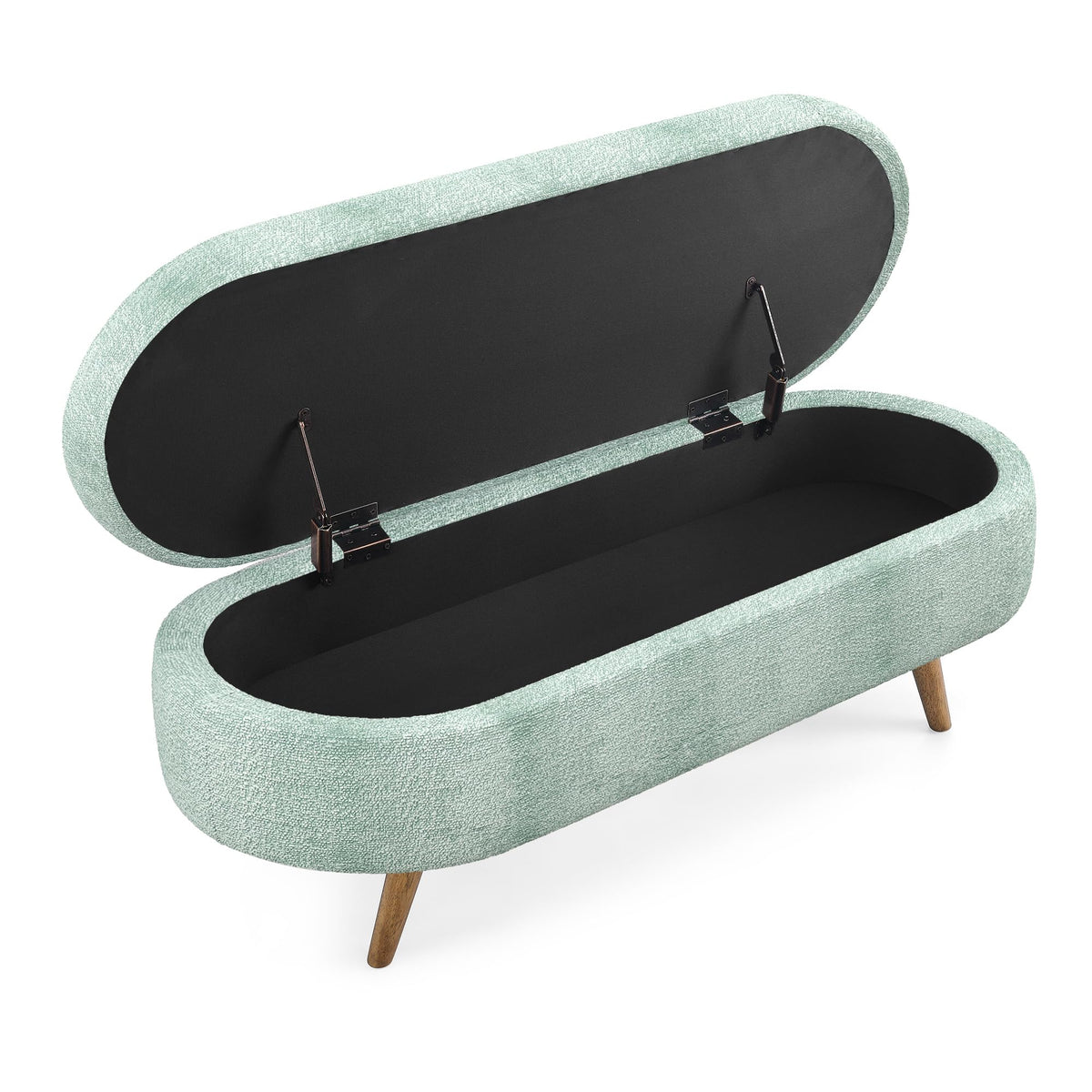 Oval Storage Bench with Rubber Wood Legs Gray A379