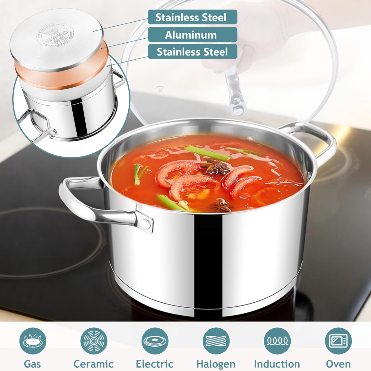 4 Quart Stainless Steel Stock Pot with Lid J52453