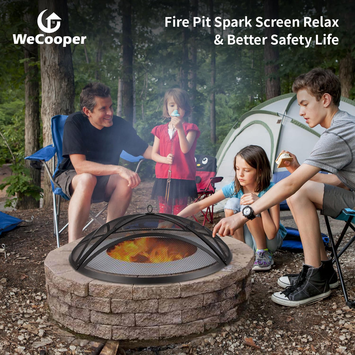 32In Reinforced Steel Round Fire Pit Screen Cover Y2037