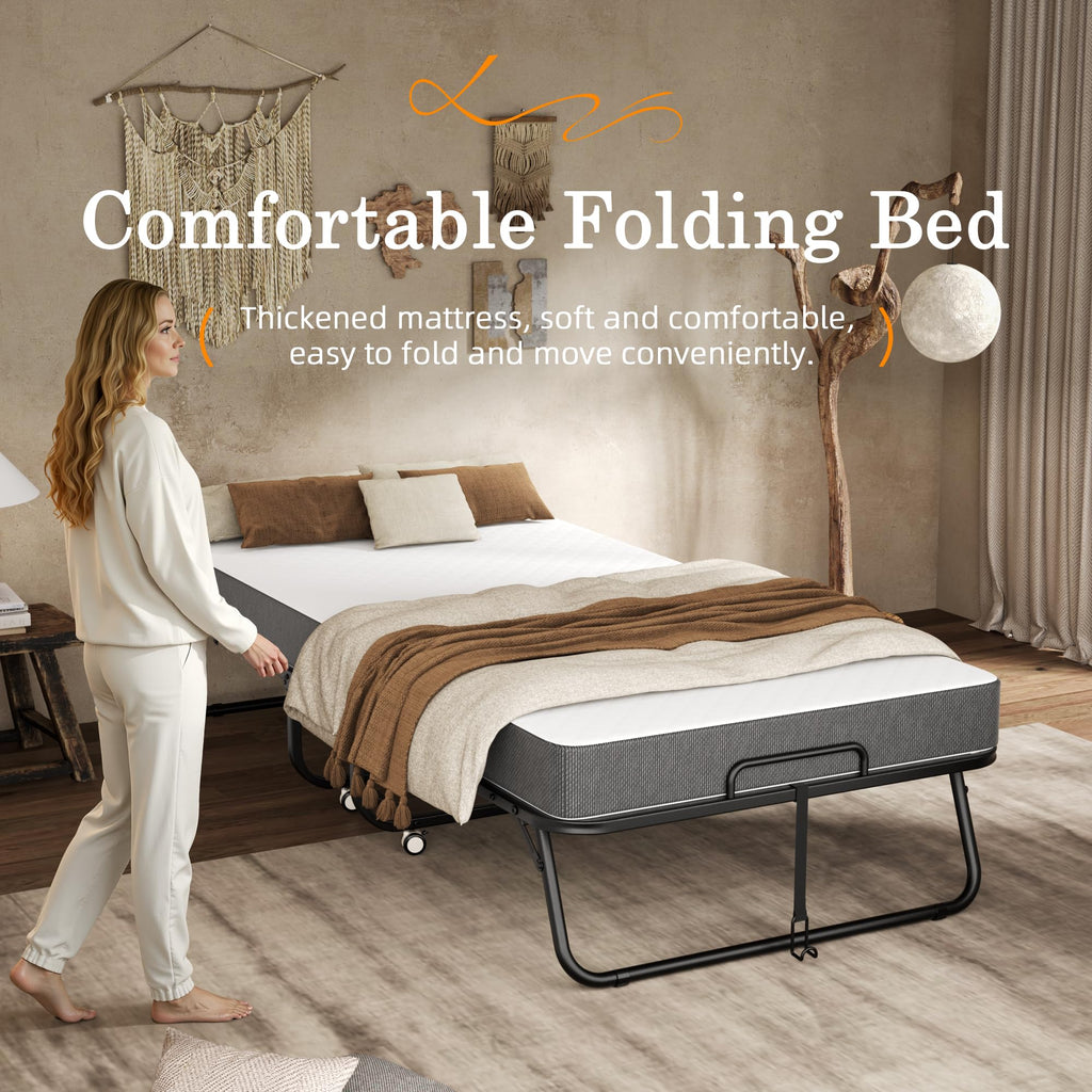 Folding Bed with Mattress 75" x 38" Memory Foam N53922