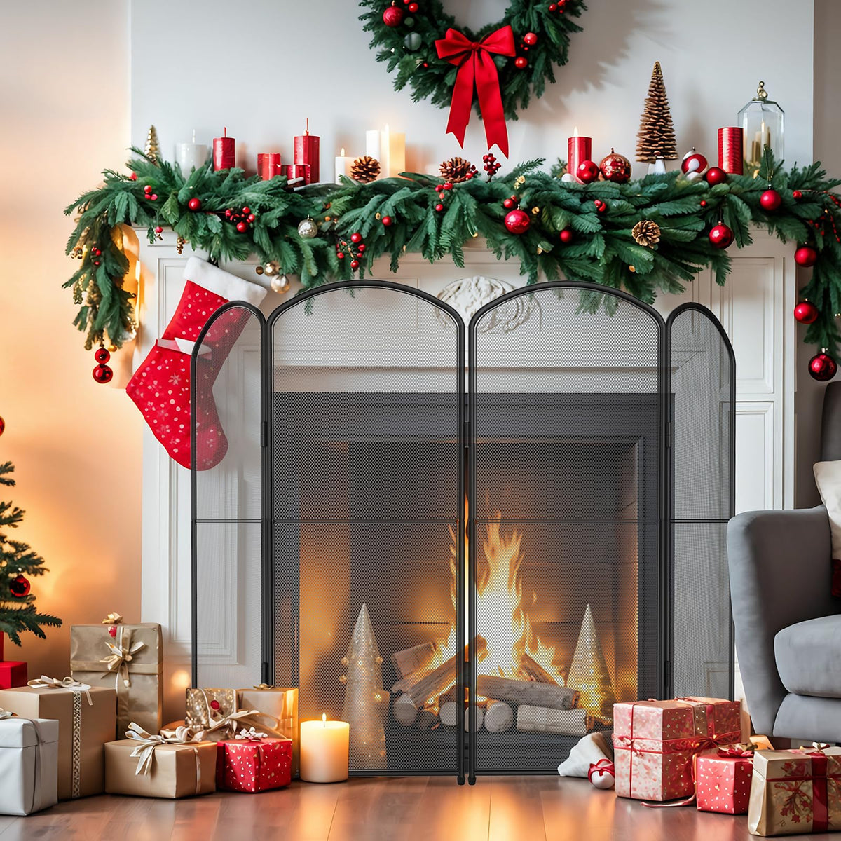 Foldable Wrought Iron Fireplace Screen D7730