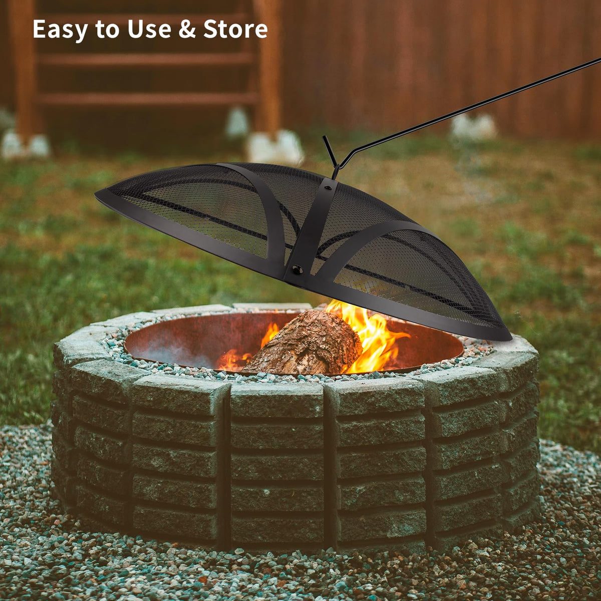 32In Reinforced Steel Round Fire Pit Screen Cover Y2037