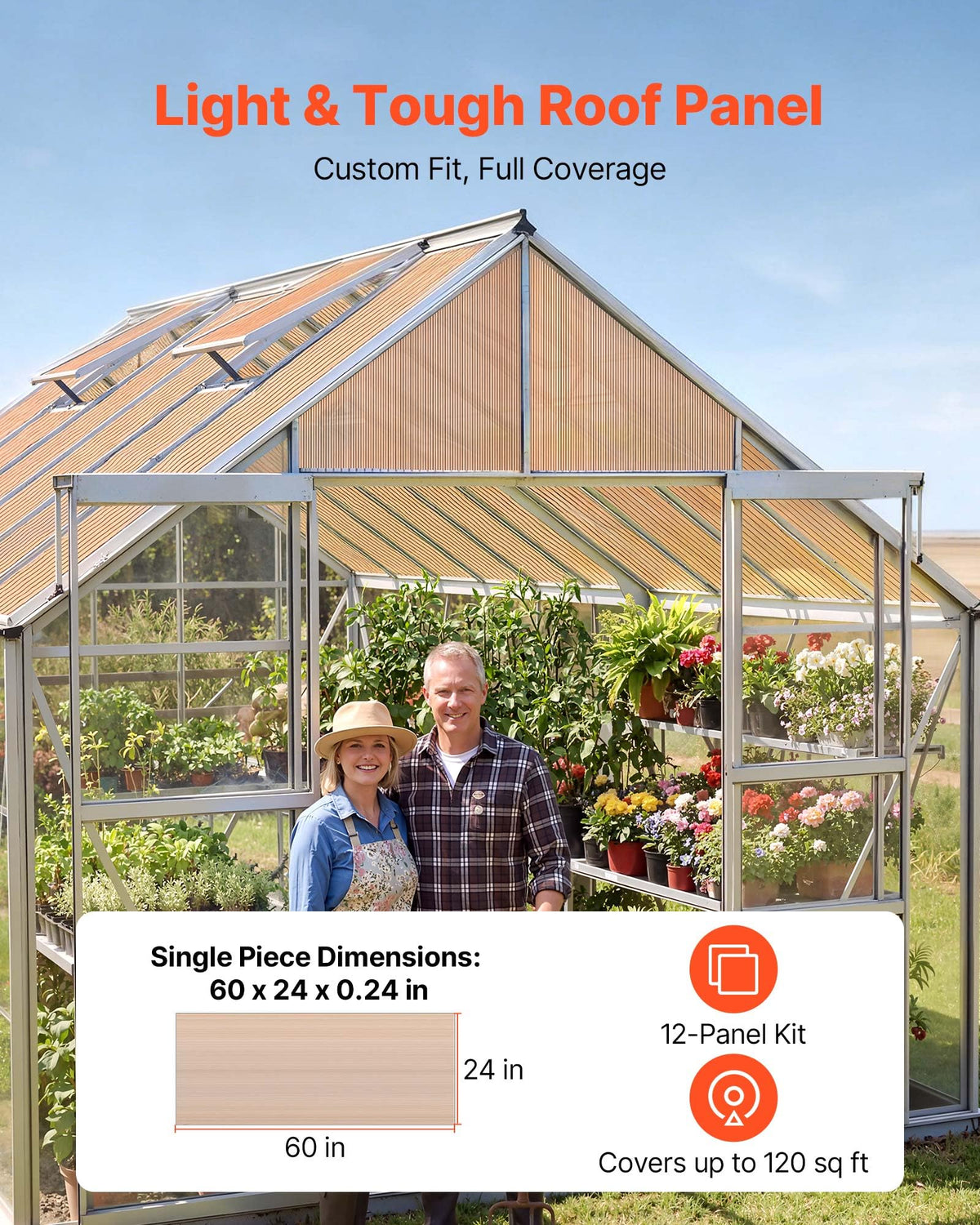 12Pcs Polycarbonate Roofing Panels Double Layer C80426