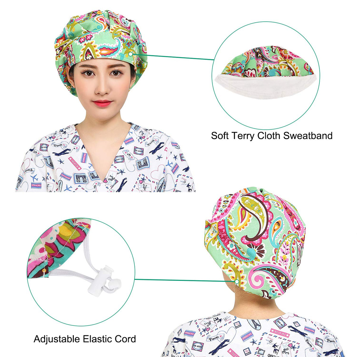 2 Pack Adjustable Cotton Working Cap with Sweatband P5994