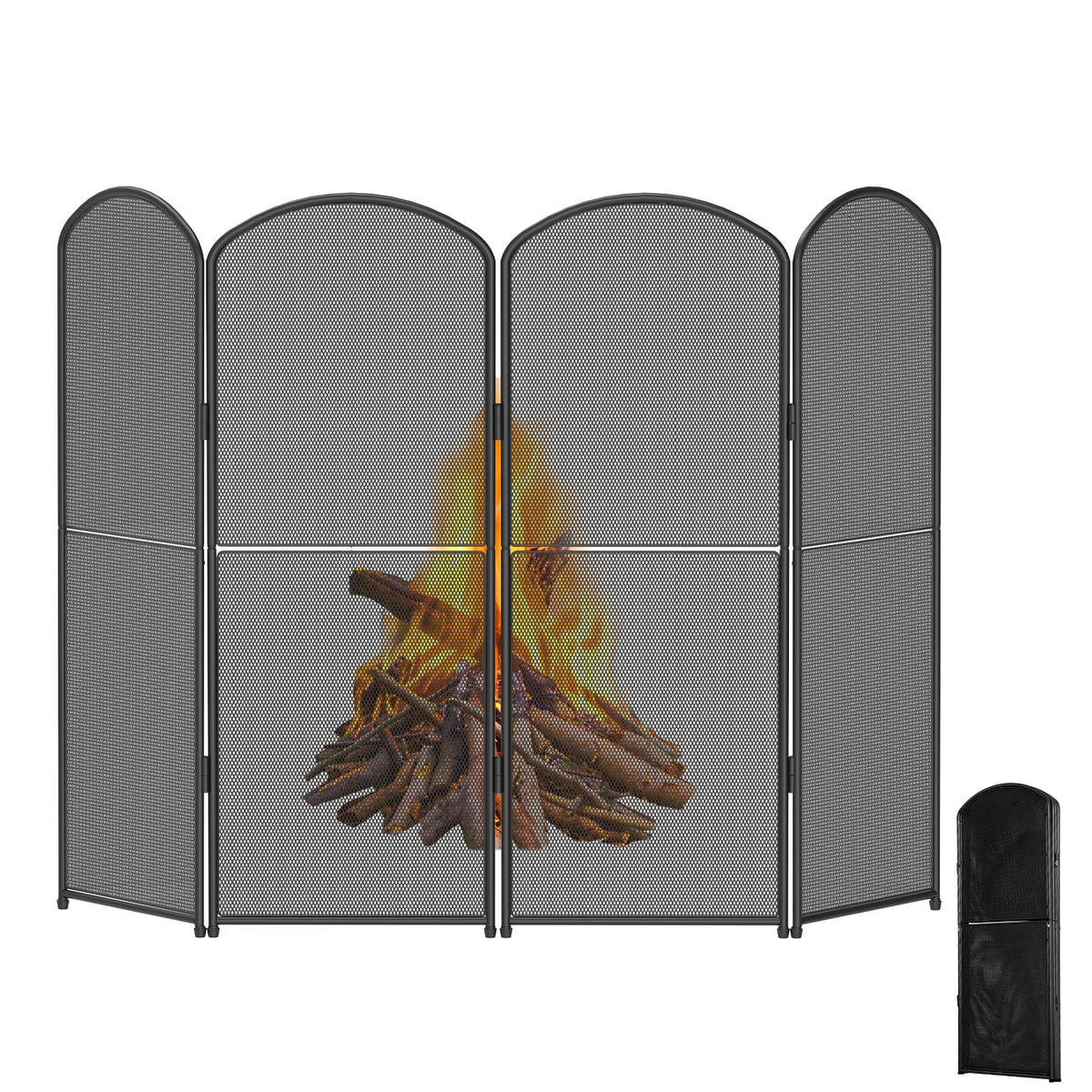 Foldable Wrought Iron Fireplace Screen D7730