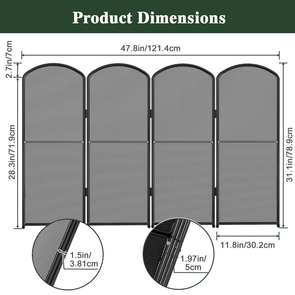 Foldable Wrought Iron Fireplace Screen D7730