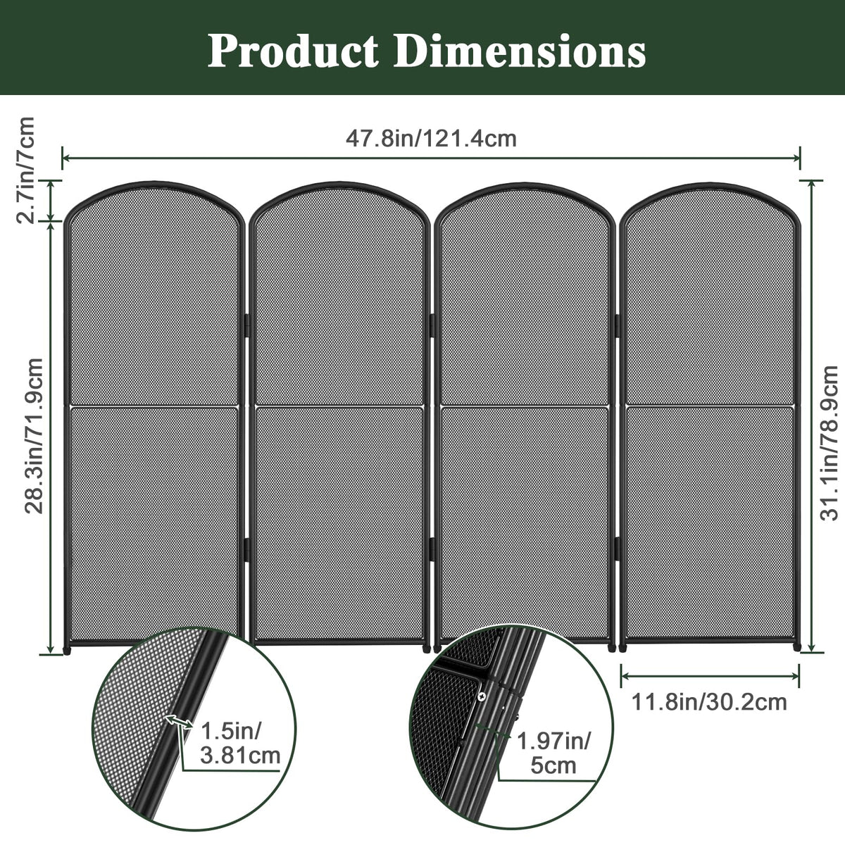 Foldable Wrought Iron Fireplace Screen D7730