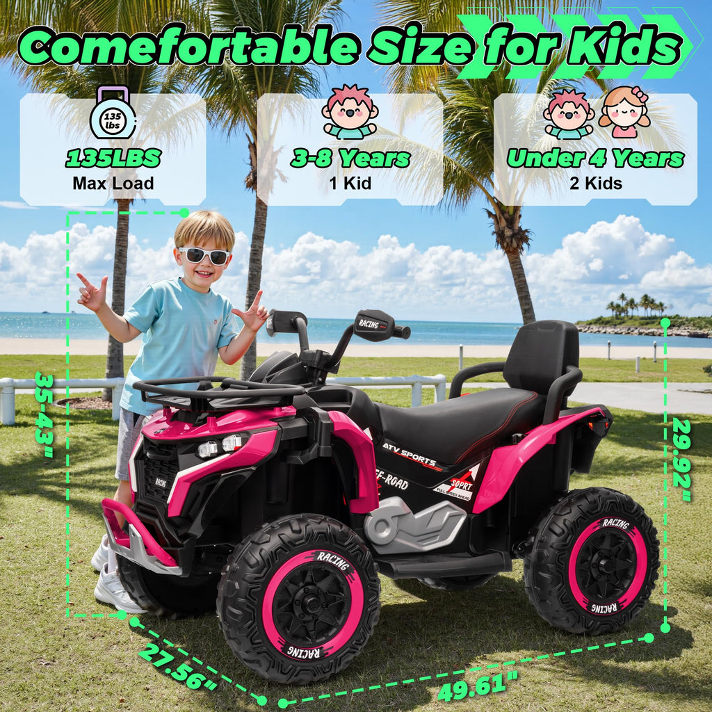 24V Kids ATV Four Wheeler with EVA Tires, 2 Seater, 800W Motors, Remote Control, Pink W606050