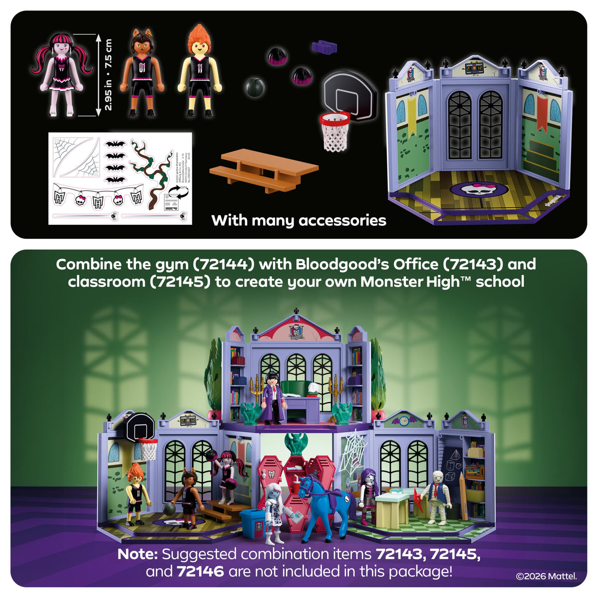Monster High Casketball Court Playset with Draculaura, Clawd Wolf, Heath Burns V1946