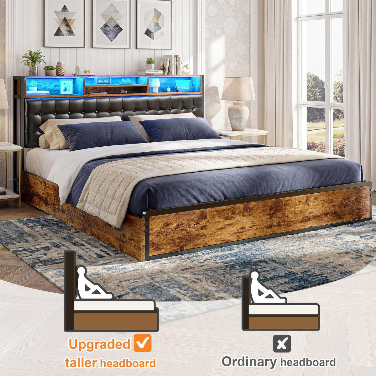 King Bed Frame with 4 Drawers D33302